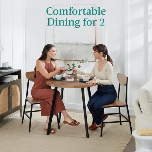 Vista 5 de Best Choice Products Juego de comedor redondo moderno de mediados de siglo de 3 piezas, comedor que ahorra espacio para cocina, comedor, espacio