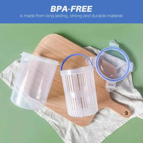 Vista 4 de KIKINIKO Tarro de Encurtidos 24 oz con colador, contenedor de almacenamiento de encurtidos con elevador, adecuado para encurtir pequeños tarros