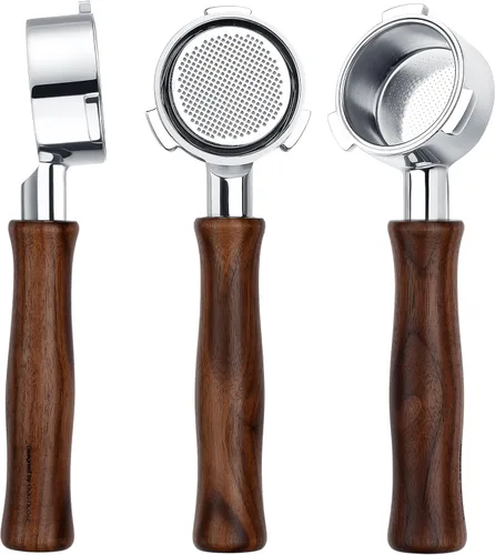 Vista 11 de Normcore 51mm Portafiltro Sin Fondo Desnudo de 2 Orejas Compatible con Delonghi ECP3420/EC155/BCO430/EC260 con Mango de Aluminio Anodizado