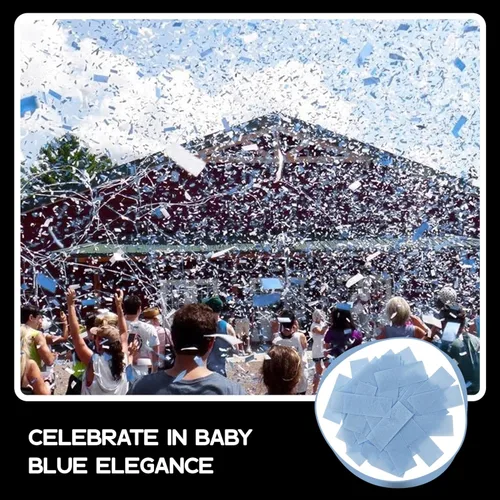 Vista 2 de Ultimate Confetti, Confeti Biodegradable Azul Bebé - Confeti de Papel de Seda Rectangular Revoloteante para Uso en Cañones y Lanzadores – Confeti