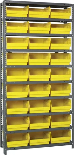 Vista 374 de Quantum QSBU-245BK Heavy Duty Shelving Unit with (7) Shelves and (24) QUS245 Black Bins for Garage Warehouse Storage Distribution 400 lb Load
