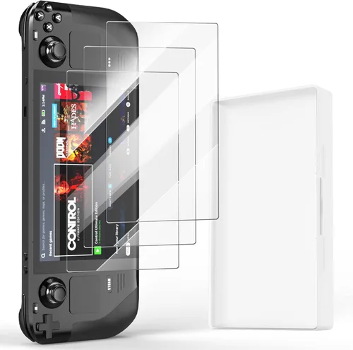 PonKet 3-Pack Steam Deck Screen Protector 7 Inch HD 9H Clear Anti-Scratch Transparent Tempered Glass Screen Protector Compatible with Steam Deck New