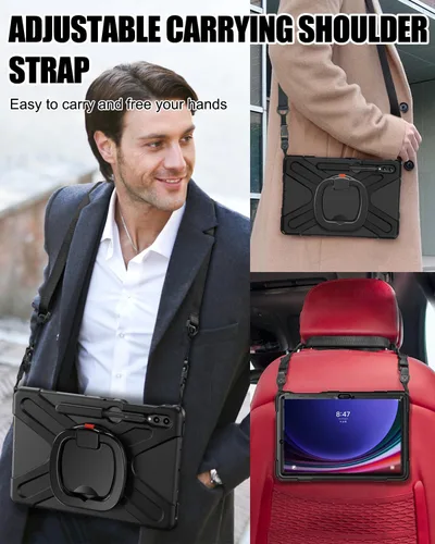 Vista 5 de BRAECN Funda para Samsung Galaxy Tab S10+/S9 FE+/S9+ Plus de 12.4 pulgadas, funda de silicona resistente con protector de pantalla, soporte para S