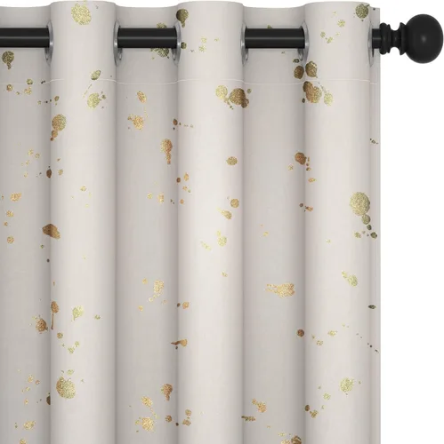 Vista 50 de Deconovo Cortinas opacas, estampado de lámina dorada, aislamiento térmico, cortinas con ojales que reducen el ruido para dormitorio y sala de estar