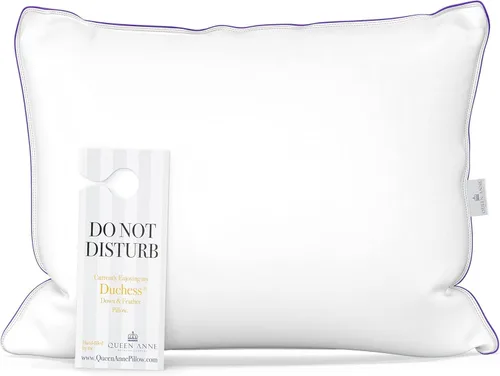 Queen Anne 25% Down + 75% Feather Luxury Pillow - Goose and Duck Down Feather Blend Pillow for Sleeping - Back, Side, Stomach Sleepers (Standard