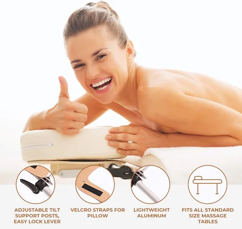 Vista 5 de ForPro Soporte de aluminio para el espacio facial, ligero, ajustable, reposacabezas para mesas de masaje, 17.6 onzas