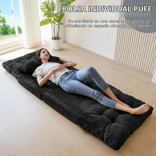 Vista 9 de MAXYOYO Sofá cama plegable, sofá de silla convertible, sofá puff de piso Beige