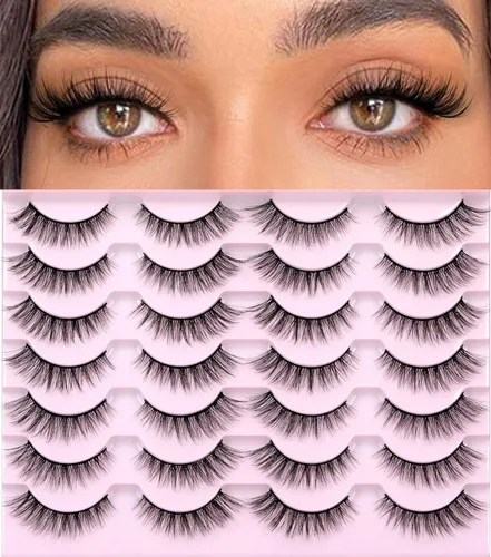 Vista 26 de Pestañas Postizas de Aspecto Natural Pestañas de Visón Sintético Wispy Pestañas de Ojo de Zorro que Parecen Extensiones Pestañas de Visón 3D