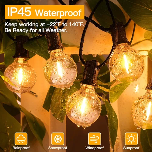 Vista 3 de Ollny 25FT Outdoor String Lights, Waterproof Connectable Shatterproof Outside Light with 13 Edison + 1 Spare LED Bulbs Plug in, Patio Lights for