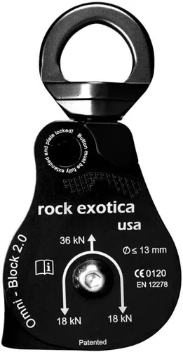Vista 2 de Rock Exotica Omni-Block Swivel Pulley – High-Strength Swivel Pulley with Sideplate Access for Rigging – Made in The USA