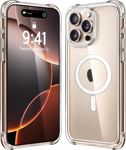 Vista 13 de Mkeke Funda magnética diseñada para iPhone 15 transparente, compatible con Magsafe, [no amarilla] [protección contra caídas de grado militar] fundas