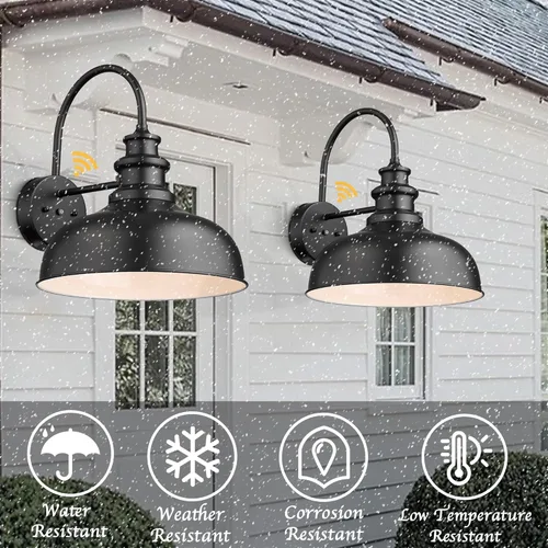 Vista 5 de Bestshared Luces de granero de cuello de cisne del atardecer al amanecer, aplique de pared al aire libre de 14 pulgadas, lámpara de pared exterior