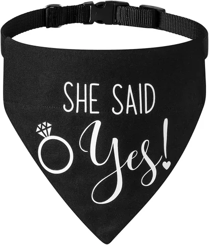 Vista 16 de El mejor collar de bandana de boda para perro, bandana de compromiso ajustable para mascotas con hebilla de liberación rápida y anillo en D