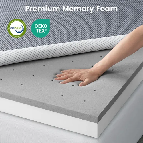 Vista 7 de Firm Mattress Topper King Size, 3 Inch Charcoal-Infused Extra Frim Memory Foam Bed Topper for Back Pain Relief and Spinal Alignment, Mattress Pad