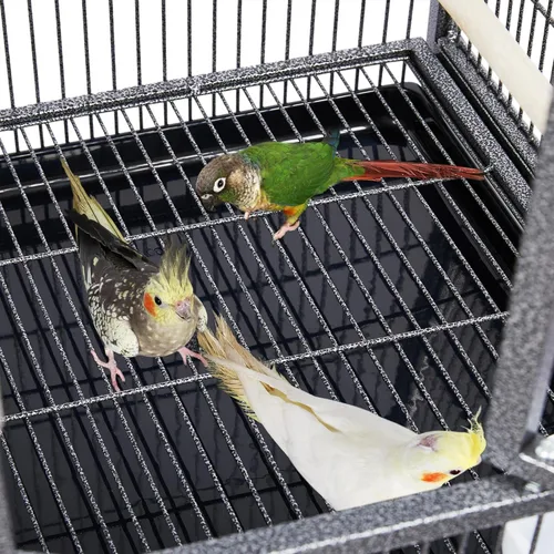 Vista 8 de Yaheetech Jaula apilable de 41.5 pulgadas para cría de periquitos y pájaros canarios, cacatúas, agapornis, pinzones, periquitos, loros pequeños