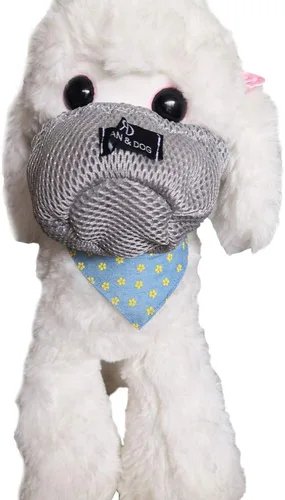 Vista 10 de Bozal para mascotas, cubierta protectora para la boca del perro, transpirable, antimordeduras, ajustable, bozal antivaho para perros pequeños