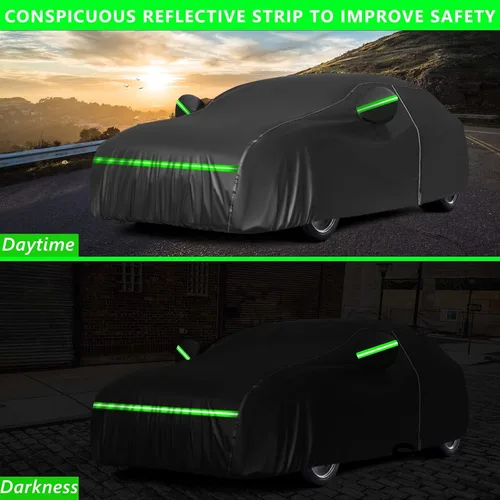 Vista 7 de TOYUWINS Funda impermeable para automóvil para todo tipo de clima, a prueba de nieve, protección UV, resistente al viento, para exteriores