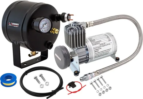 Vista 10 de Vixen Horns Tanque de bocina de tren/aire de 0.5 galones (2 litros) con compresor de 150 PSI a bordo sistema/kit 12V VXO8705