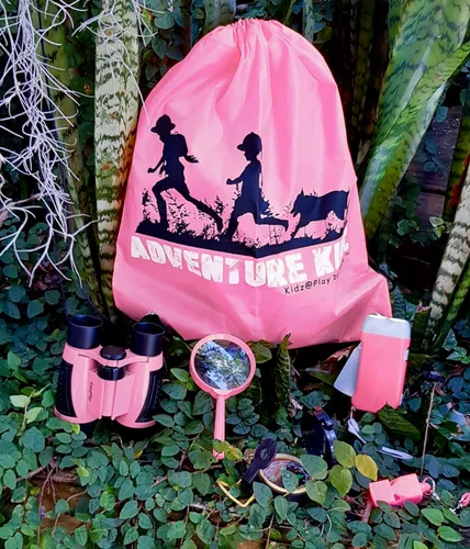 Vista 5 de Adventure Kidz - Kit de exploración al aire libre, binoculares de juguete para niños con estuche, linterna, brújula, silbato de zorro, lupa