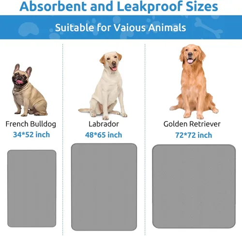 Vista 2 de CoolShields - Alfombrilla lavable para orines de cachorro, 48 X 65 extra grande, tapete impermeable para entrenamiento de parto en corralito, jaula