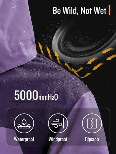 Vista 2 de SaphiRose Chaqueta impermeable para mujer, ligera, para exteriores, con capucha extraíble