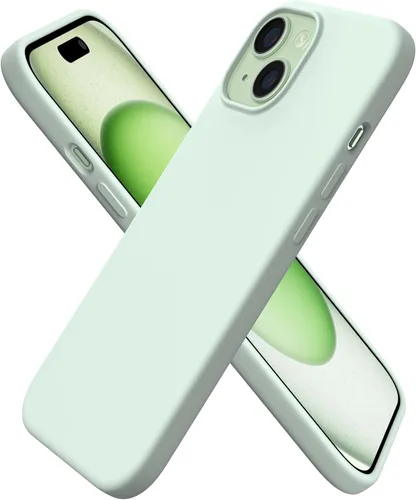 Vista 27 de ORNARTO Funda compatible con iPhone 15 6.1, silicona líquida delgada de 3 capas cubierta completa de goma de gel suave, funda protectora Amatista
