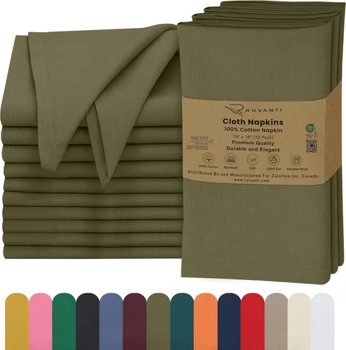 Vista 24 de Ruvanti Juego de 6 servilletas de tela, 18 x 18 pulgadas, 100% algodón, lavables, suaves y absorbentes, perfectas para bodas, Navidad, cenas