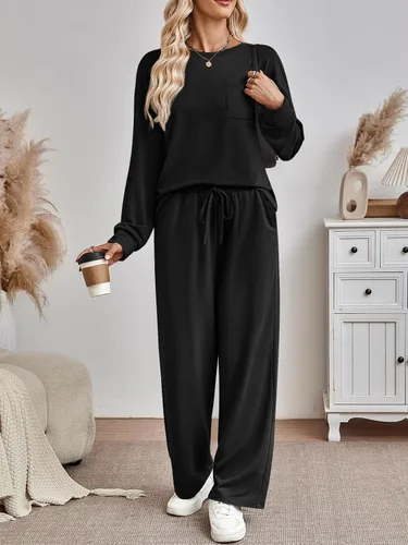 Vista 2 de AUTOMET - Conjunto deportivo de 2 piezas para mujer, atuendo a juego, sudadera para viajar, ropa de moda de otoño