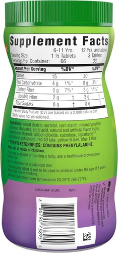 Vista 14 de Benefiber Tabletas masticables de suplemento de fibra prebiótica para la salud digestiva, sabores surtidos de frutas, 100