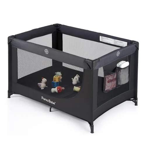 Pamo Babe Compacto Pack and Play - Cuna portátil para bebé, corral de viaje plegable ligera con almohadilla de colchón y bolsa de transporte, cama