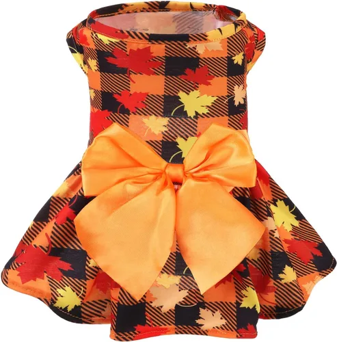 Vista 26 de PUPTECK Vestido estampado para perro, ropa para mascotas para el 4 de julio con lindo corbatín para cachorros, bandera, XS