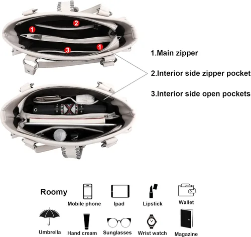Vista 4 de Trinity Ranch Western - Bolsa de mano para mujer, colección de piel de vacuno, bolso de mano oculto