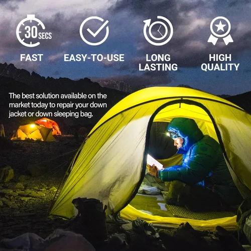 Vista 8 de Kit de parches de reparación autoadhesivos impermeables - Reparación de 30 segundos para chaquetas de plumón, tiendas de campaña, sacos de dormir