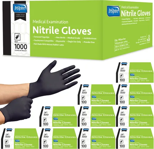 Vista 8 de Inspire Black Nitrile Disposable Gloves 4.5 Nitrile Disposable Safety Medical Cooking Cleaning Gloves