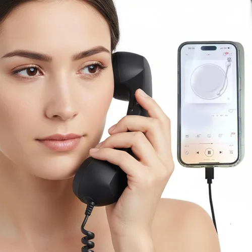 Vista 2 de 2026 New Retro Phone Handset for iPhone, Type-C Retro Telephone Wired Handsets Style Landline Handle Receiver for Cell Mobile Video Conferences