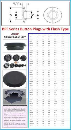 Vista 4 de 1 1/4" 1.25 pulgadas montaje empotrado cuerpo de plástico negro y enchufe de agujero de chapa Qty 10