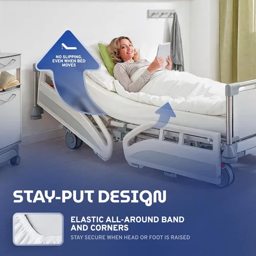 Vista 3 de White Classic Juego de sábanas ajustadas de hospital, camiseta de punto suave de calidad (2 unidades)