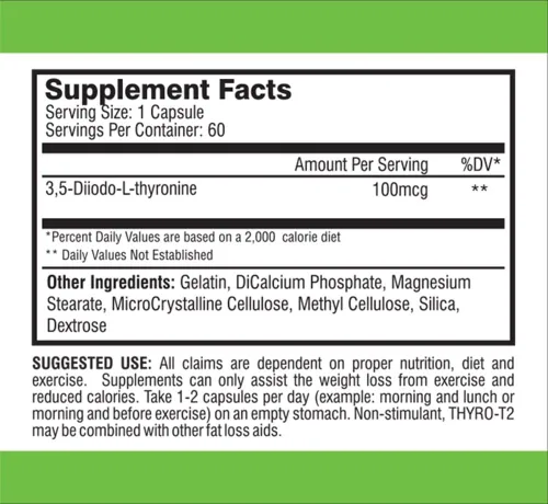 Vista 5 de BioCor Nutrition. 60 cápsulas para un mes de suministro. Respaldo para acelerar el metabolismo y quemar grasas para perder peso. Thyro T2 Thyroid.