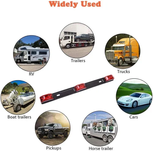 Vista 6 de NPAUTO Barra de Luz Roja para Remolque de 3 Luces 9 LED Barra de Luces de Gálibo ID Tira para Remolque Camión Barco Luz de Identificación