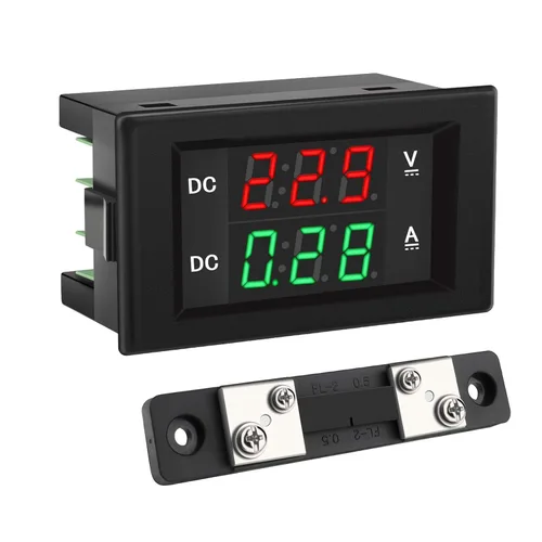 DROK DC 4.5-100V Multímetro digital con voltímetro, amperímetro y panel de medidor de voltaje, medidor de amperios DC, medidor de voltaje, probador