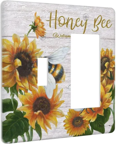 Vista 210 de Pintura al óleo de flores abstractas de 1 cuadrilla de interruptor de luz dúplex individual cubierta de salida placa de pared decorativa Placa