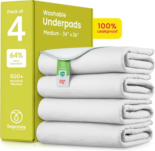 Vista 13 de IMPROVIA® - Almohadillas lavables, 18 x 24 pulgadas (paquete de 4), reutilizables y de gran absorción para incontinencia, impermeables, para niños