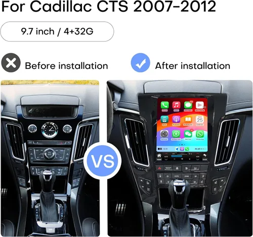 Vista 2 de Radio de coche para Cadillac CTS 2008-2012 Reemplazo estéreo Actualización Carplay Android Auto Pantalla táctil vertical Estilo Tesla con DSP