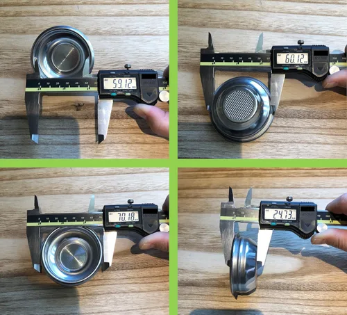 Vista 2 de E-61 - Cesta estriada con filtro de precisión de 2.283 in de acero inoxidable, cesta de café expreso, compatible con 2.283 in, cesta de filtro