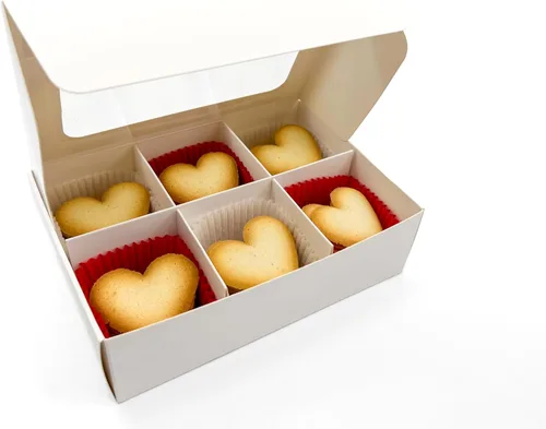 Vista 57 de 10 cajas de golosinas con ventana y divisores 9 compartimentos X-SMALL 5 x 5 x 1.57 pulgadas Cajas de dulces vacías para regalar, caja