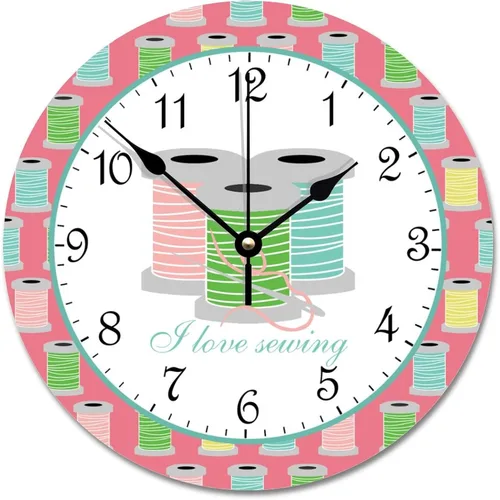 Vista 15 de ArogGeld Reloj de pared para máquina de coser, reloj de pared de madera, funciona con pilas, 15 pulgadas, silencioso, sin tictac, moderno