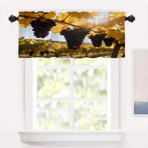 Vista 51 de Shrahala Orange Autumn Autumn Tier Curtains for Kitchen Windows, Fall Cafe Curtain Multilayer Polyester Blackout Half Valances for Windows 2 Pack 26