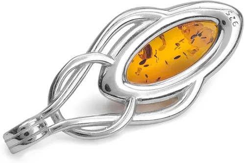 Vista 2 de Ámbar de plata de ley colgante Celta