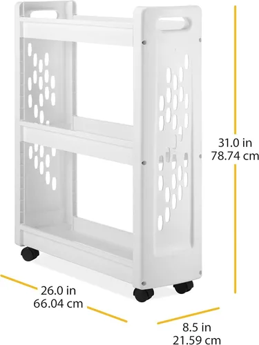 Vista 8 de Carrito con ruedas con 3 estantes para almacenar utensilios para hacer la colada, de Whitmor