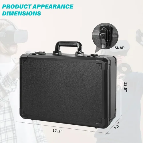 Vista 2 de TORIBIO Funda de transporte rígida compatible con Oculus Quest con correa Elite, funda de viaje portátil con espuma personalizable, funda rígida